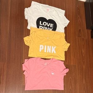 PINK Victoria's Secret Long Sleeve Tees - White, Yellow, Pink